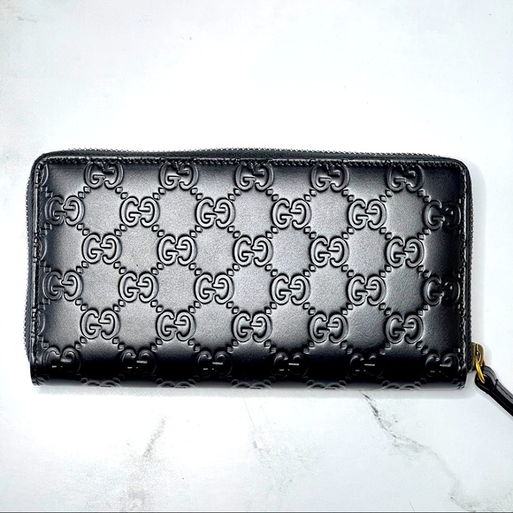 💛SOLD🖤 Gucci Cat Motif Continental Embossed GG Leather Zip Wallet - Picture 3 of 8